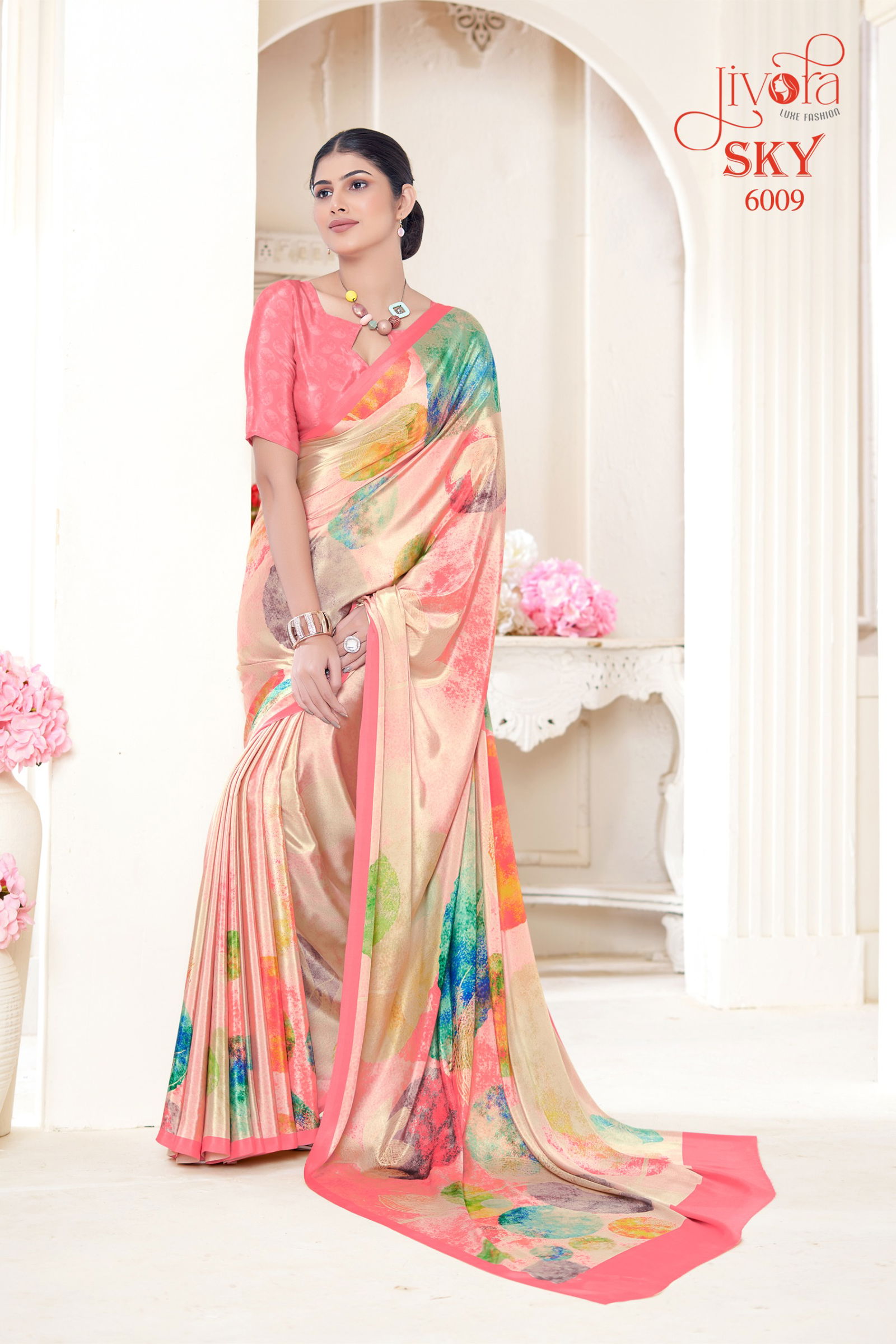 Sky By Jivora Crepe Digital Printed Casual Wear Saree Wholesalers In Delhi